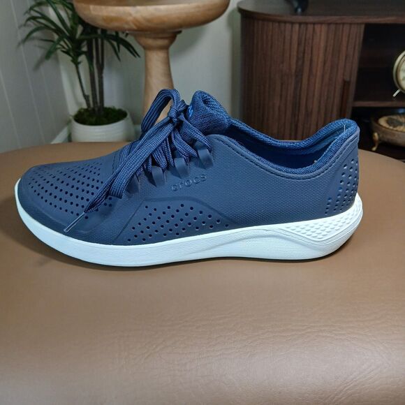 Men's Size 8 Crocs LiteRide Navy Blue Sneakers White Soles Comfort Walking Work. - Picture 5 of 16